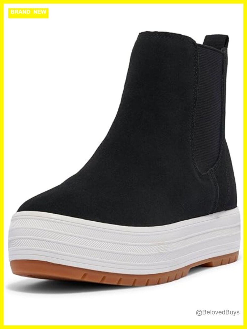 Platform Chelsea Lug Boot Ankle Booties Lace-Up 1'' Platform